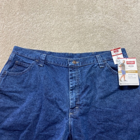 Wrangler Carpenter Denim Shorts Mens 40 Blue Five Star Relaxed Hits At Knee NEW - Picture 7 of 9